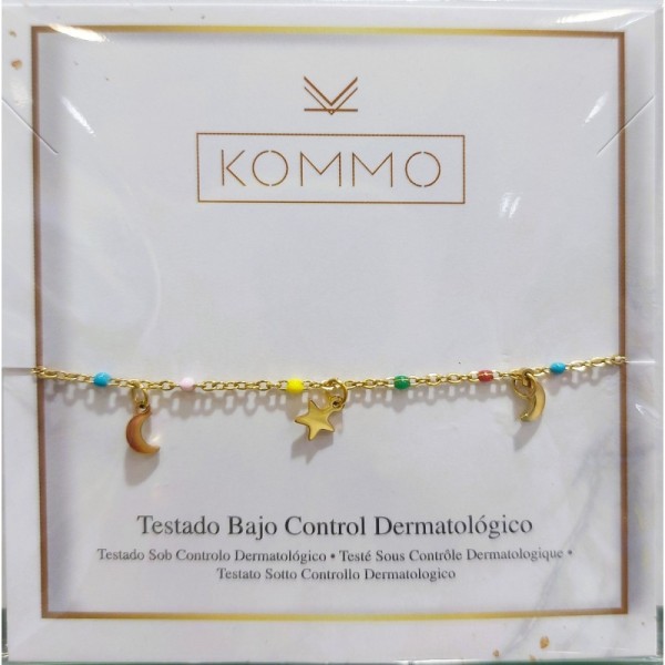 PULSERA LUNA/ESTRELLAS ORO KOMMO